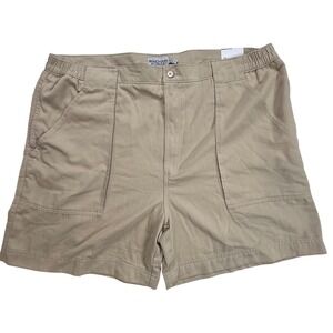 Windham Pointe Mens 42 Plaza Taupe Cargo Shorts Side Elastic 6in Inseam New
